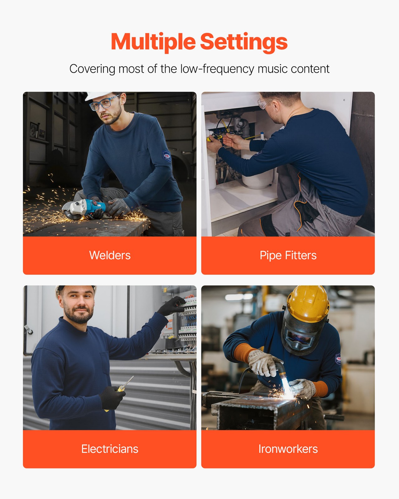 VEVOR FR Shirt Flame Resistant Long Sleeve Workwear for Men Navy Blue M