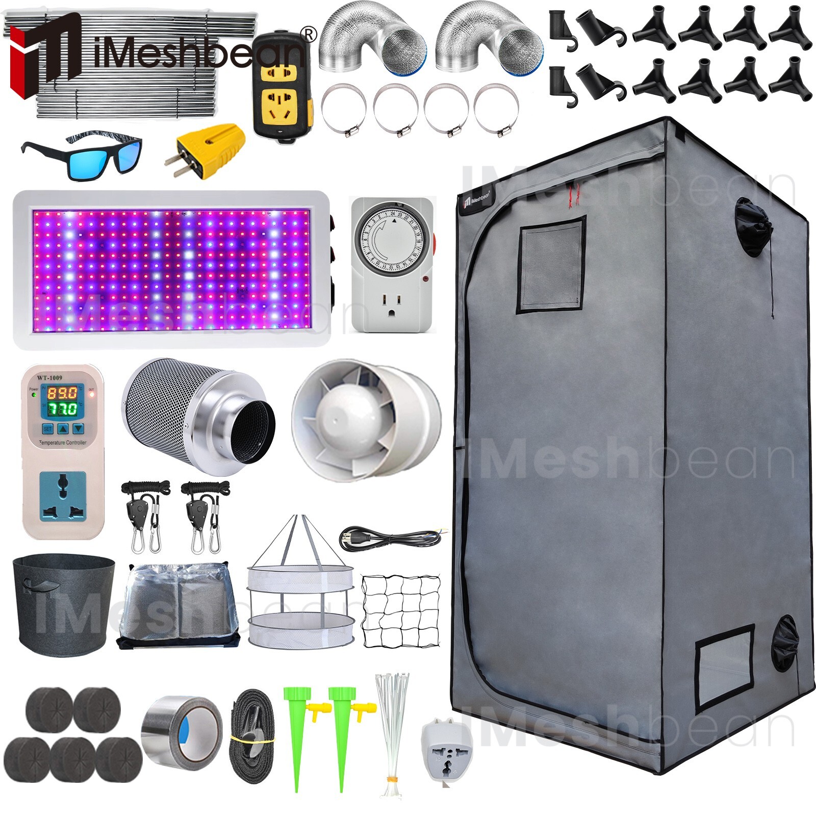 Complete Grow Tent Kit w/LED Full Spectrum Grow Light+Air Filter Kit+Duct Fan
