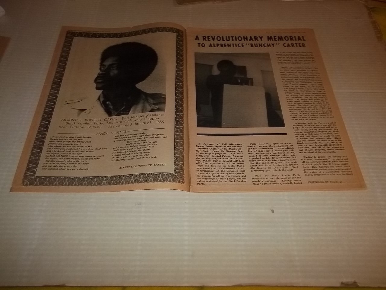 Black Panther Newspaper Oct. 9, 1971 Bunchy Carter, Angela Davis VG+