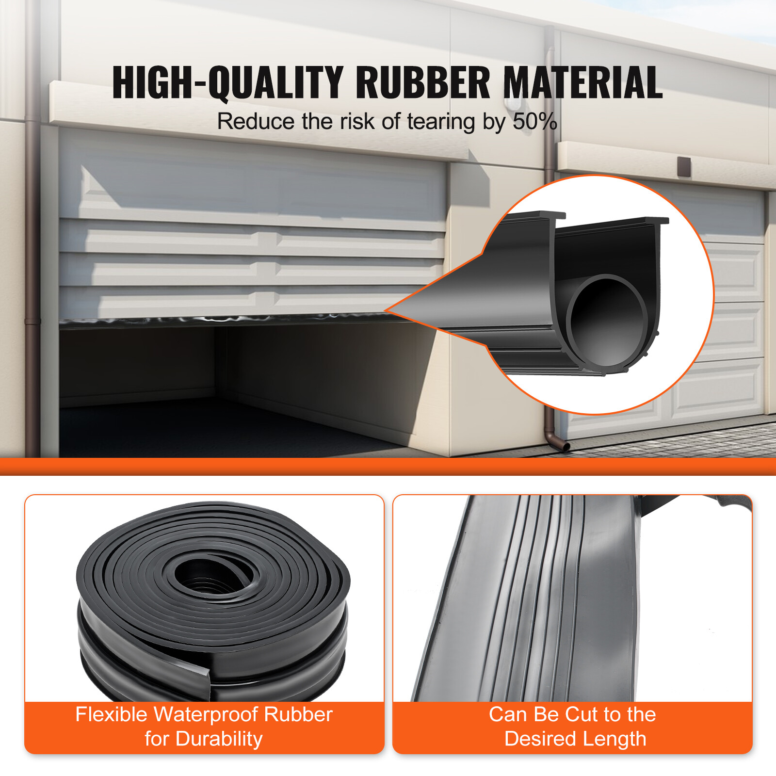 VEVOR Garage Door Seals Bottom Rubber Weather Stripping 20ft 5/16 inch T-end