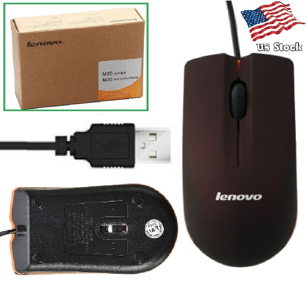 Lenovo M20 Mini Business Portable USB Wired Optical Mouse For PC Laptop Computer