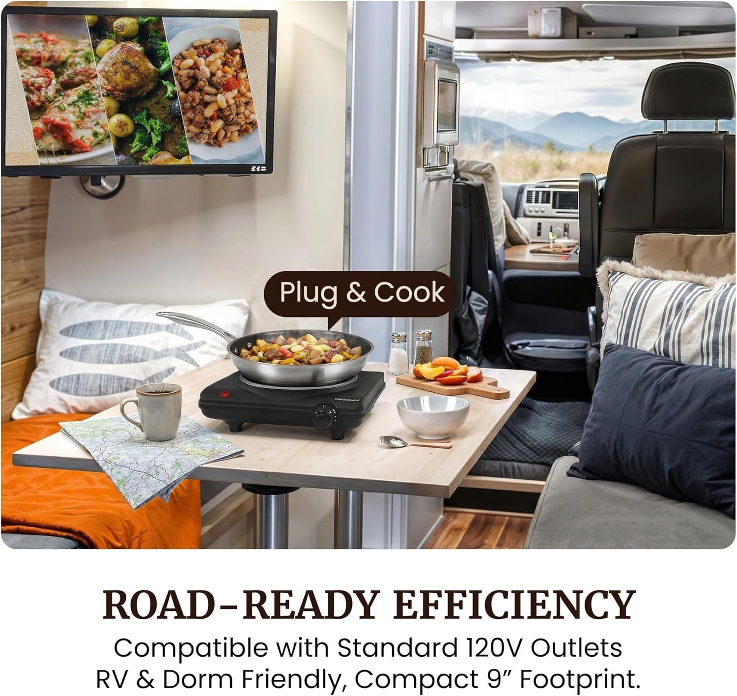 Electric Burner 1000W Cast Iron Hot Plate Portable Cooktop, 7 Heat Settings