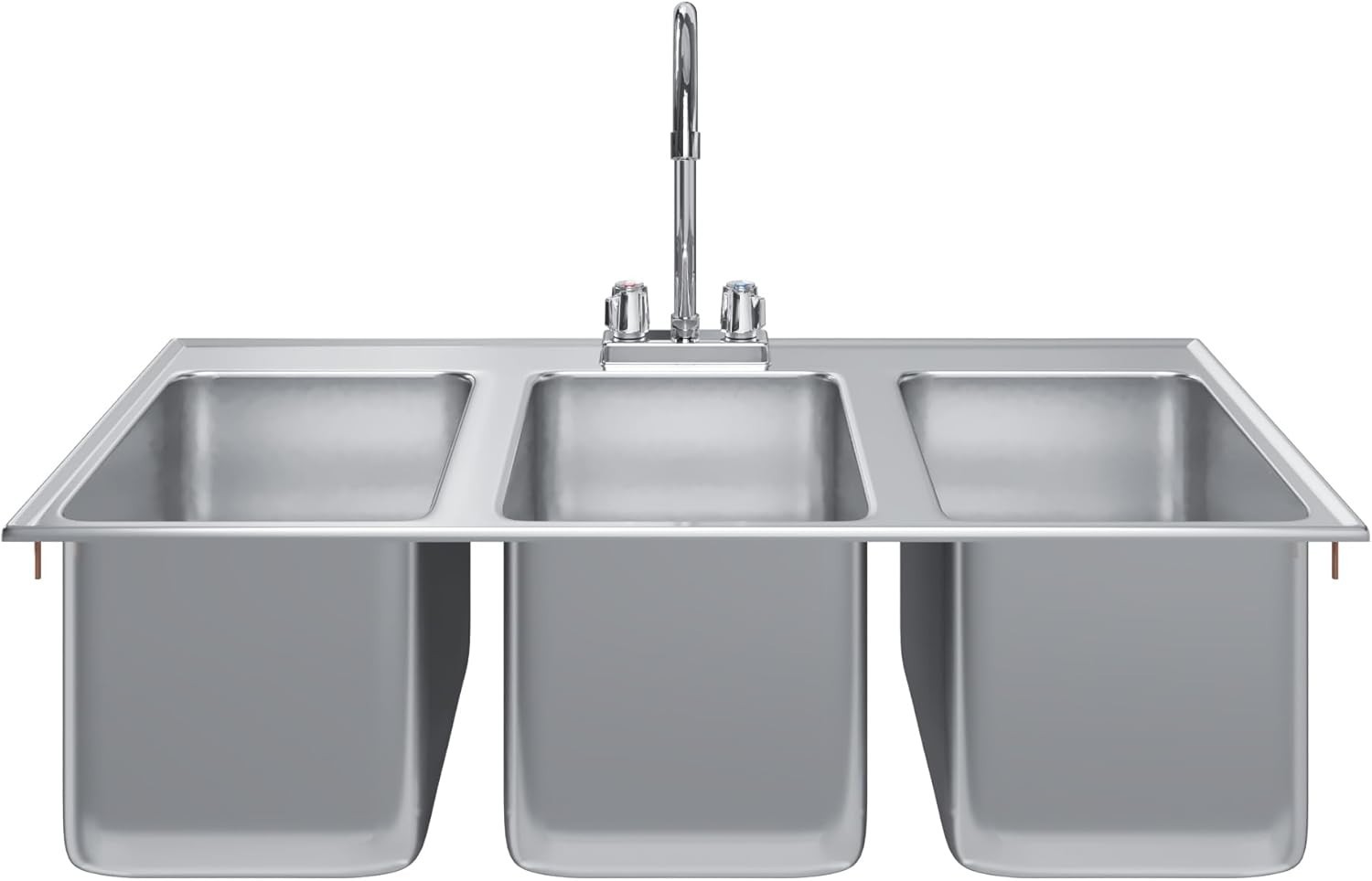 Stainless Steel 3 Compartment Drop-In Sink with Faucet, New