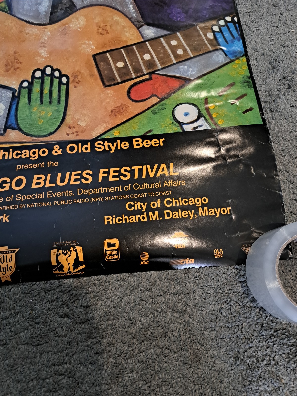 Vintage 1989 Chicago Blues Festival Poster 36 X 23.5 Inches