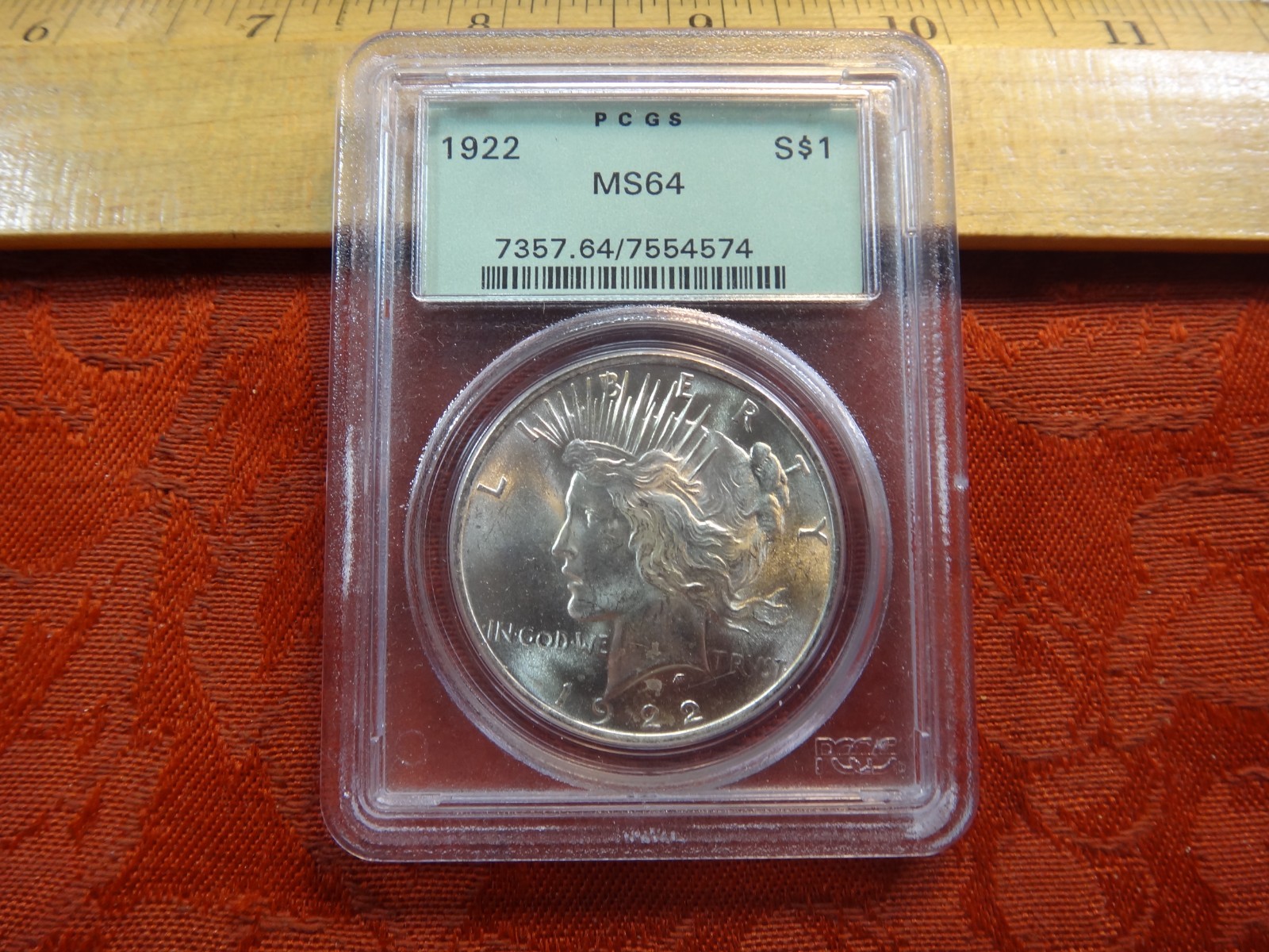 1922 United States Silver Peace Dollar $1 PCGS Graded MS64 - (Older Green Label)