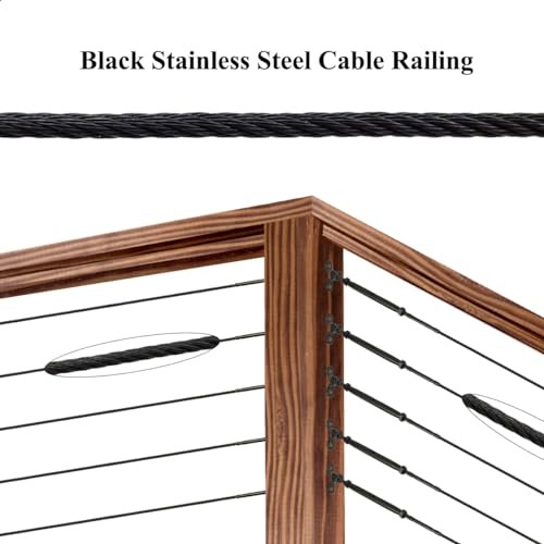 Cable de cuerda de alambre de acero inoxidable negro, para kit de hardware de