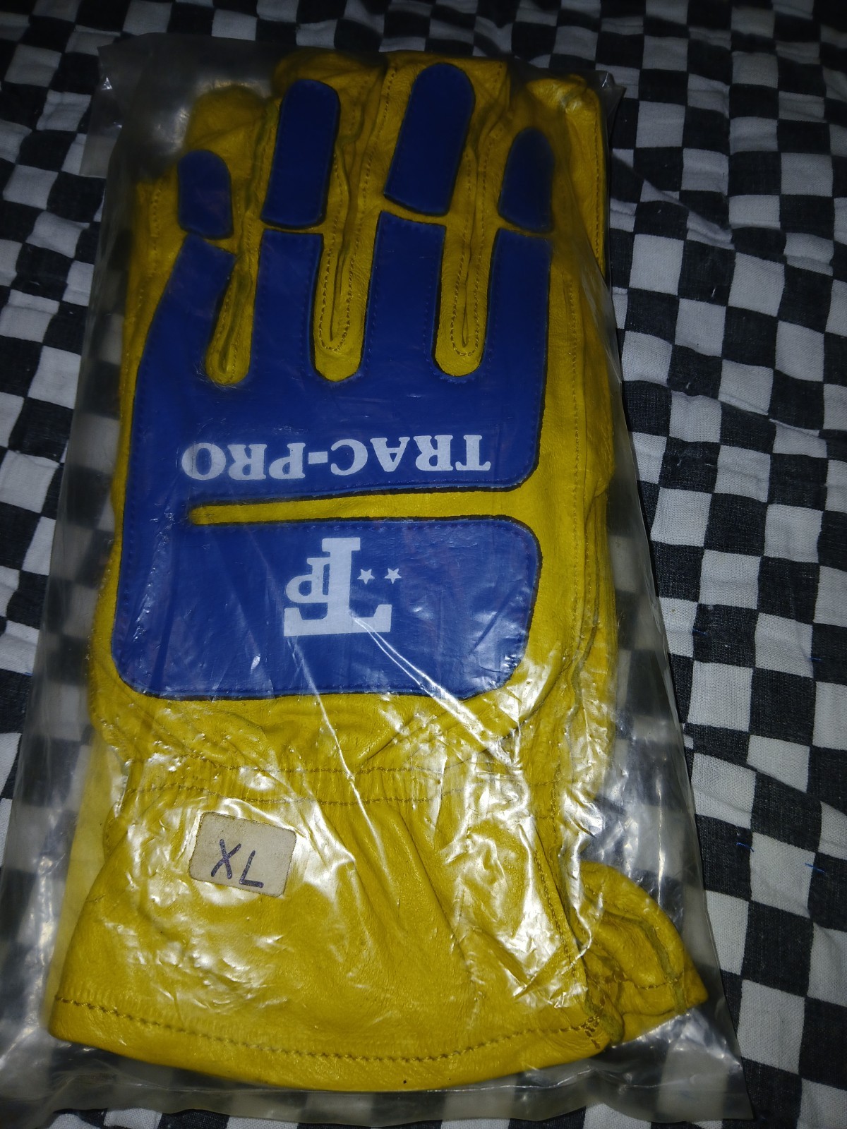 Vintage Mx Gloves Trac-Pro. Yellow / Blue Size XL Motocross, Motorcycle