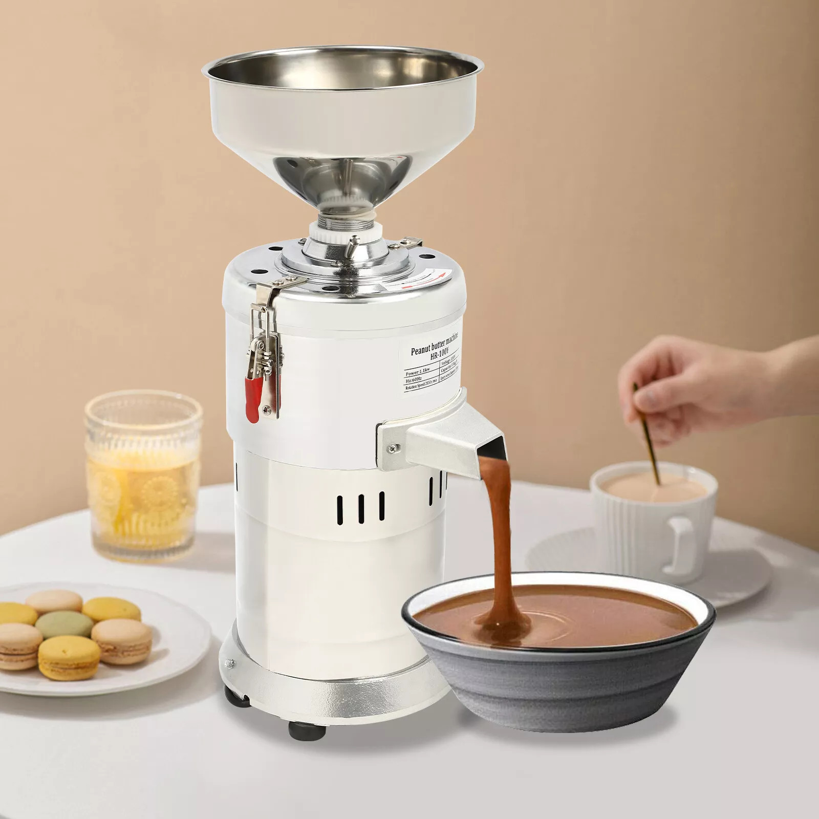 Electric Sesame Sauce Grinder Commercial Peanut Butter Grinding Maker 1100W 110V