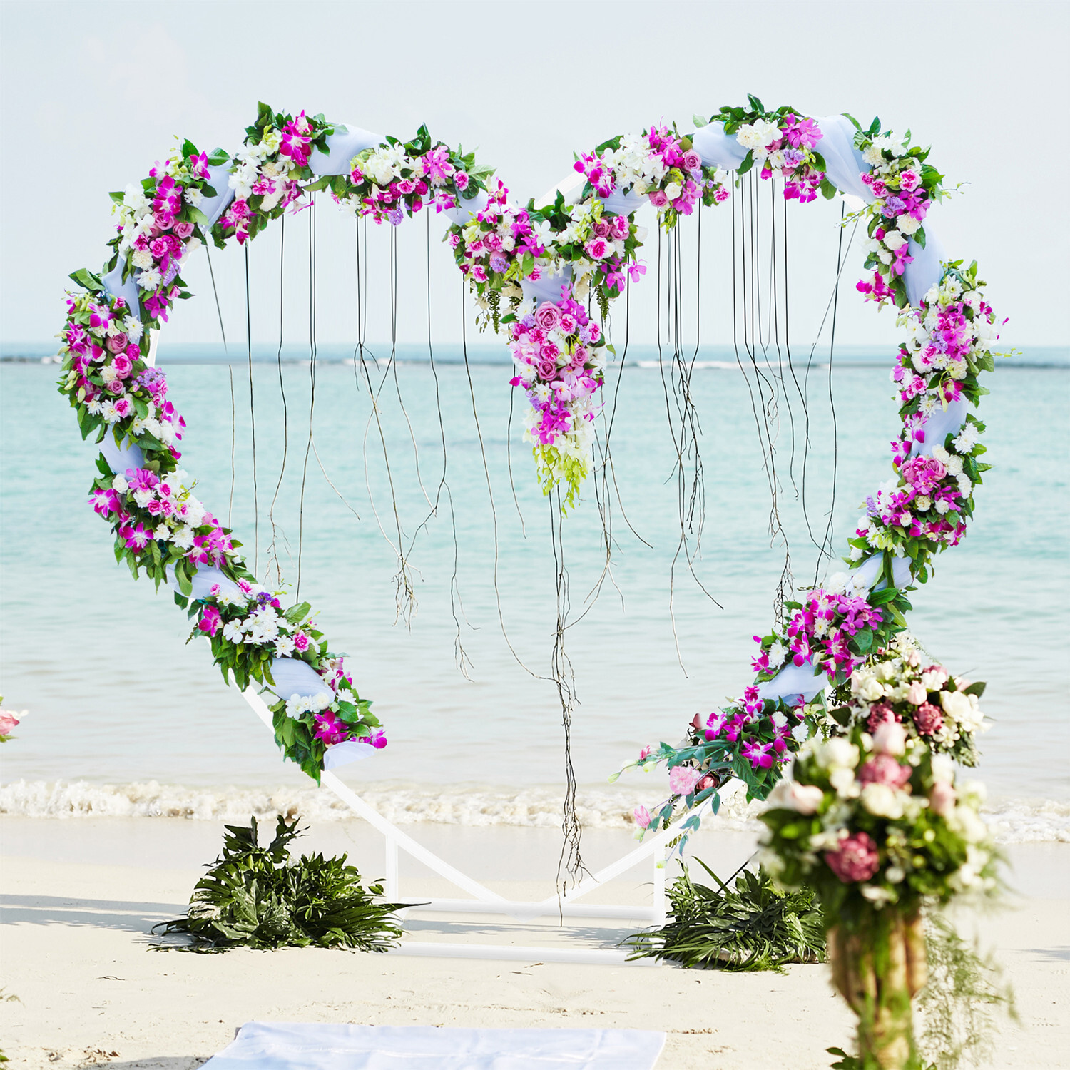 7.2ft Heart Shaped Wedding Metal Balloon Arch Stand Frame Display Kit Ceremony