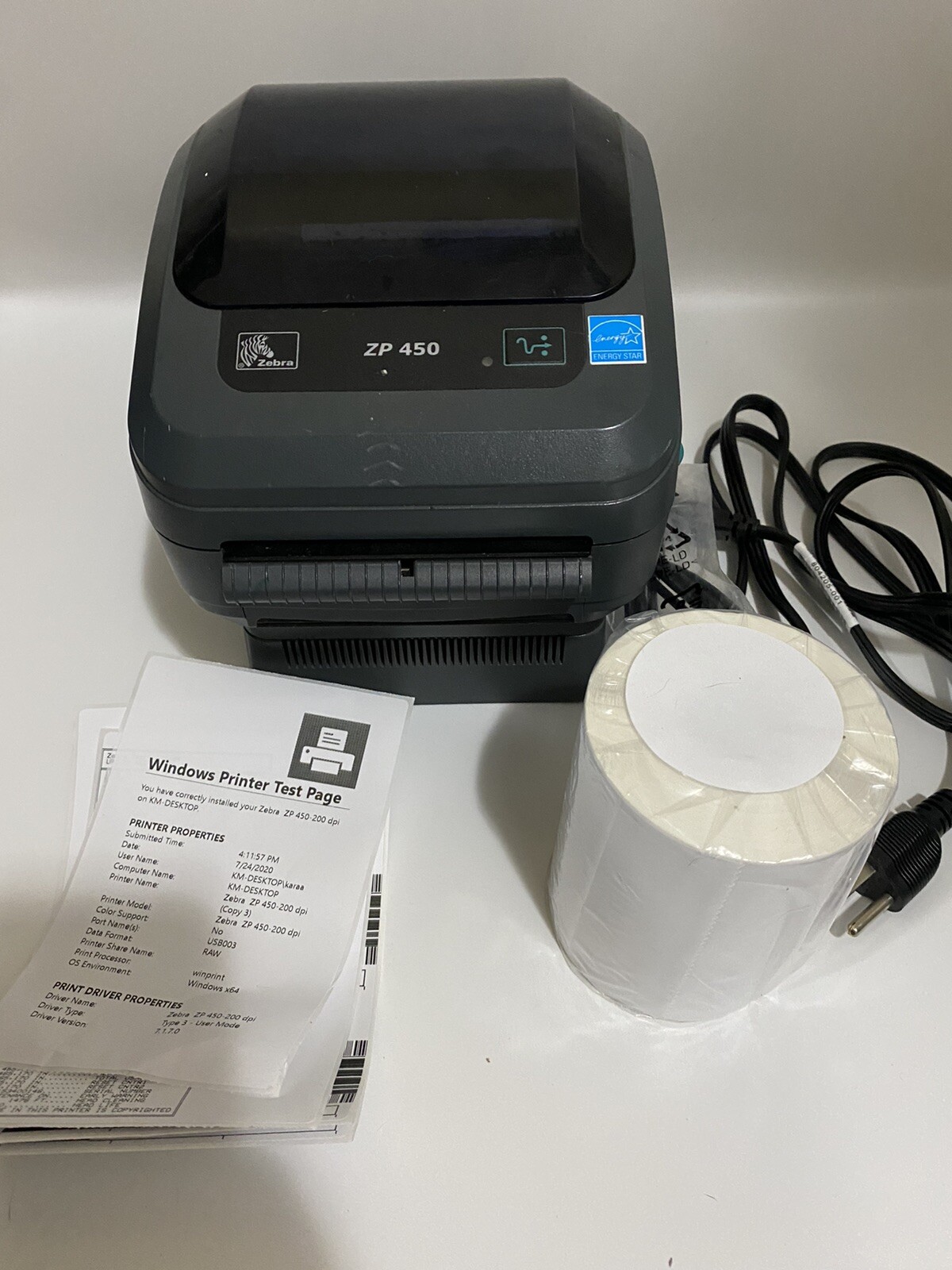 Zebra ZP450 Thermal Label Printer w free Labels & Cable RENEWED