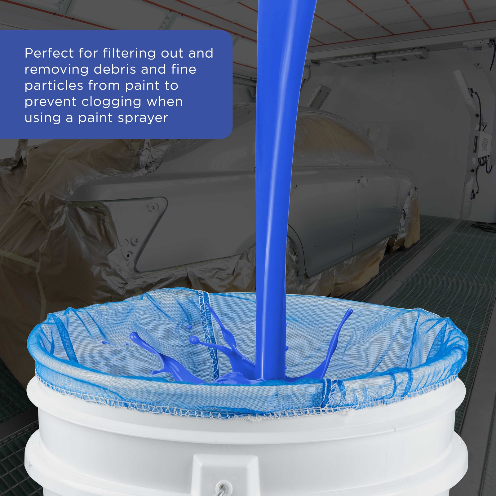 12 Pack 5 Gallon Paint & Liquid Strainer Filter Bags, Pure Blue Fine Nylon Mesh