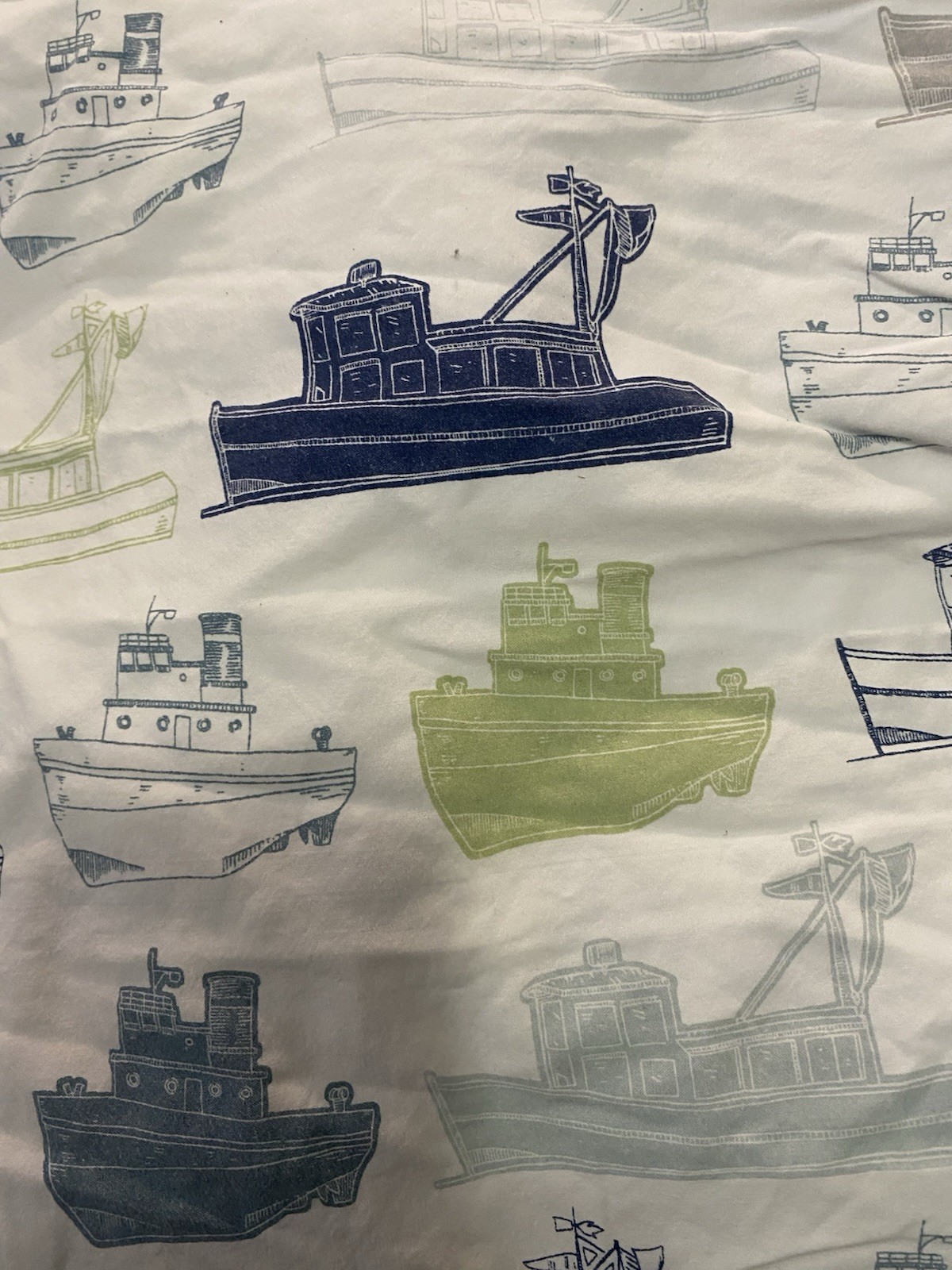 Pottery Barn Kids Ships Sheet Set White Blue Gray Full Flat Fitted Pillowcases