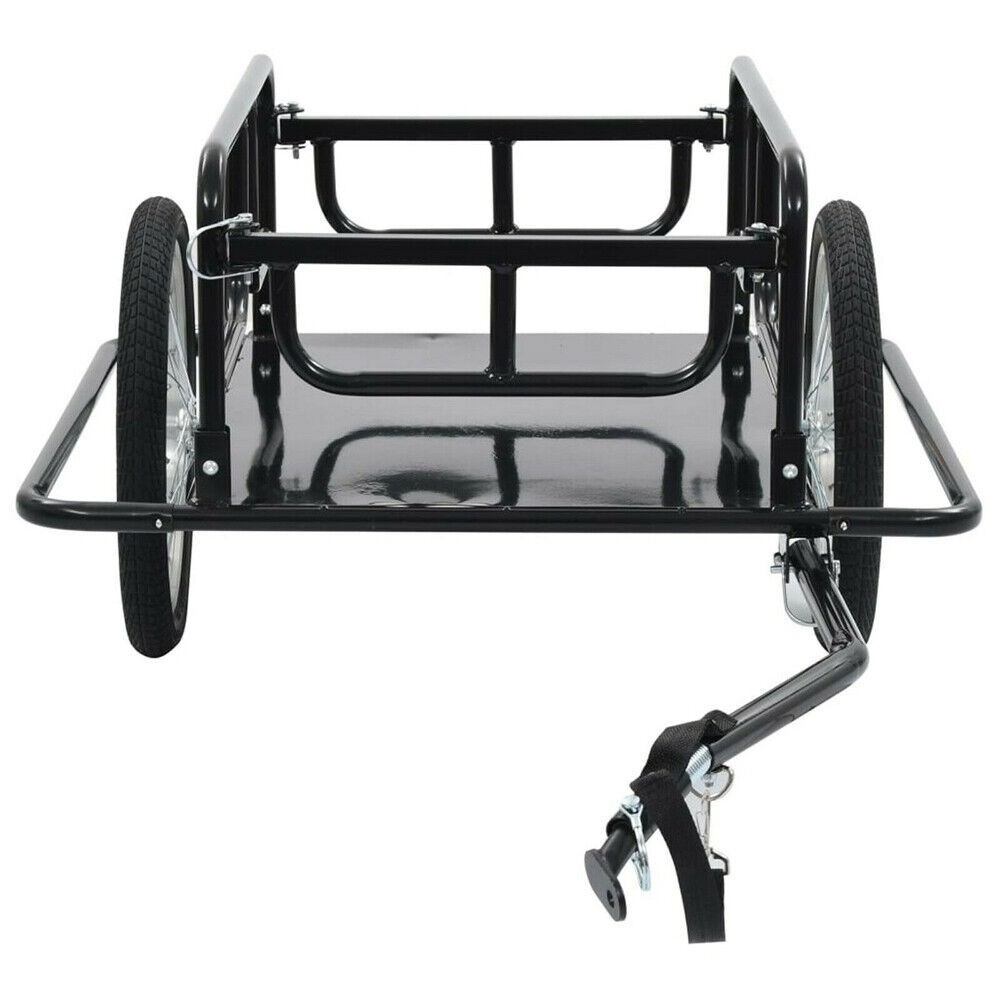 Large Bicycle Bike Cargo Trailer Foldable 110lbs Max Load Steel Carrier For Shop