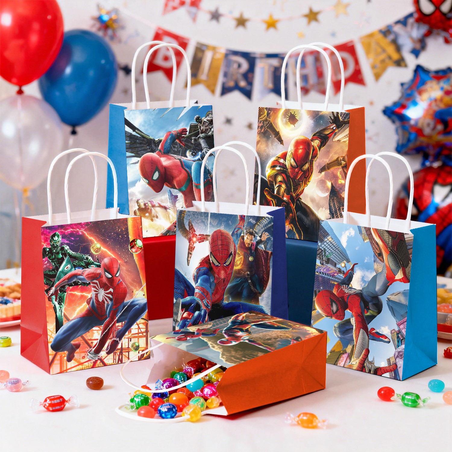 18 Pcs Spiderman Party Favors Gift Bag Avengers Goodie Bags Loot Bags Food Bags