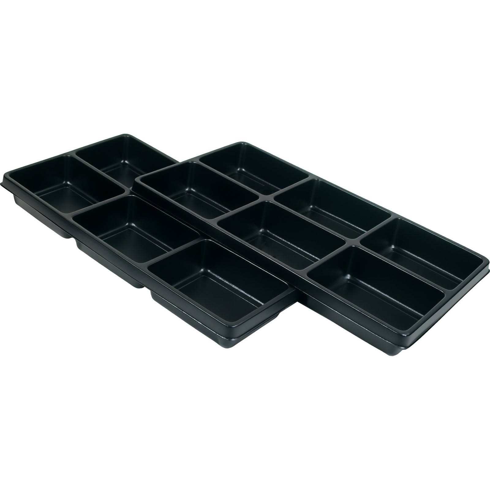 2 Black Plastic 6 Compartment Jewelry Tray Inserts