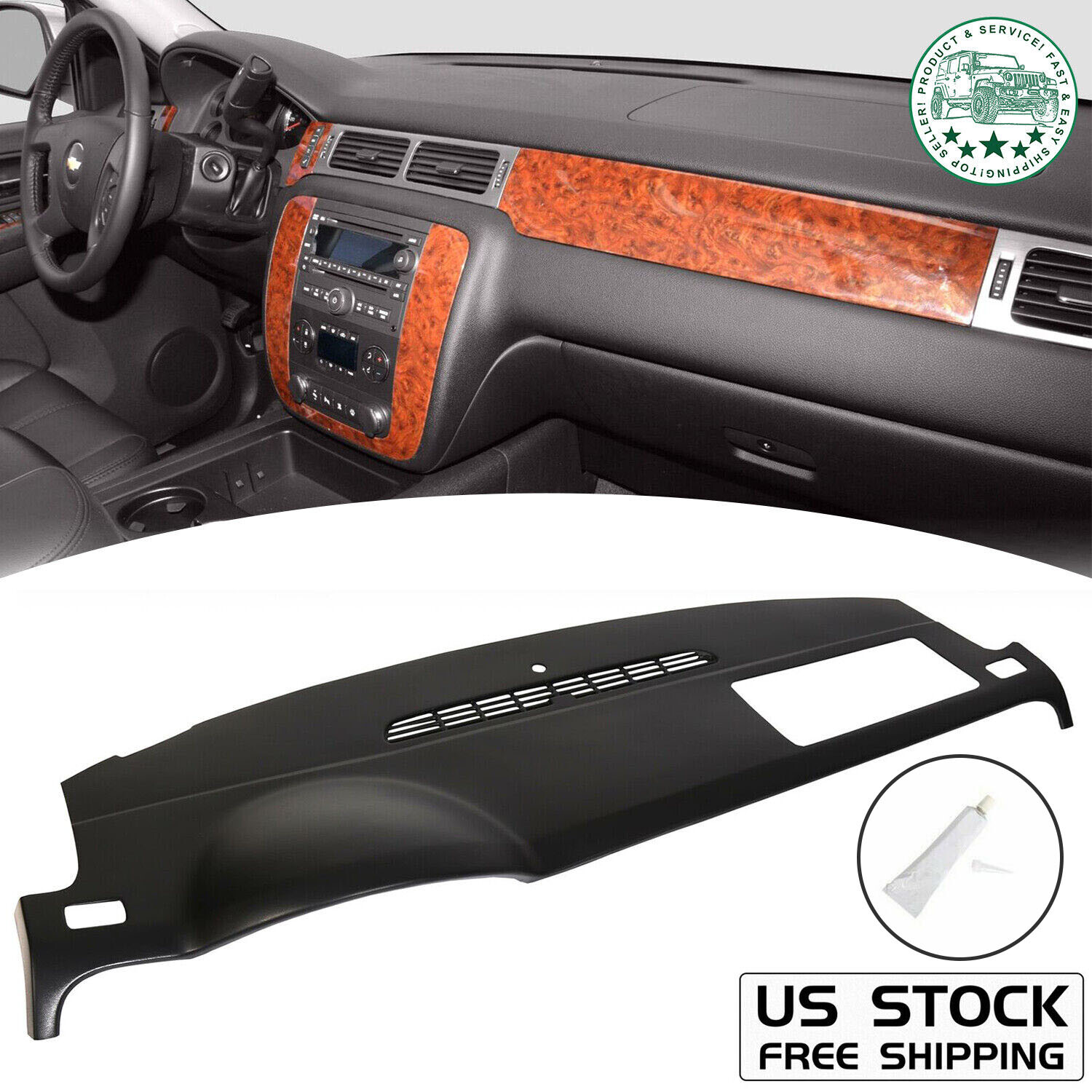 FOR 07-14 TAHOE SUBURBAN GMC YUKON MOLDED DASH BOARD CAP DASHBOARD COVER OVERLAY