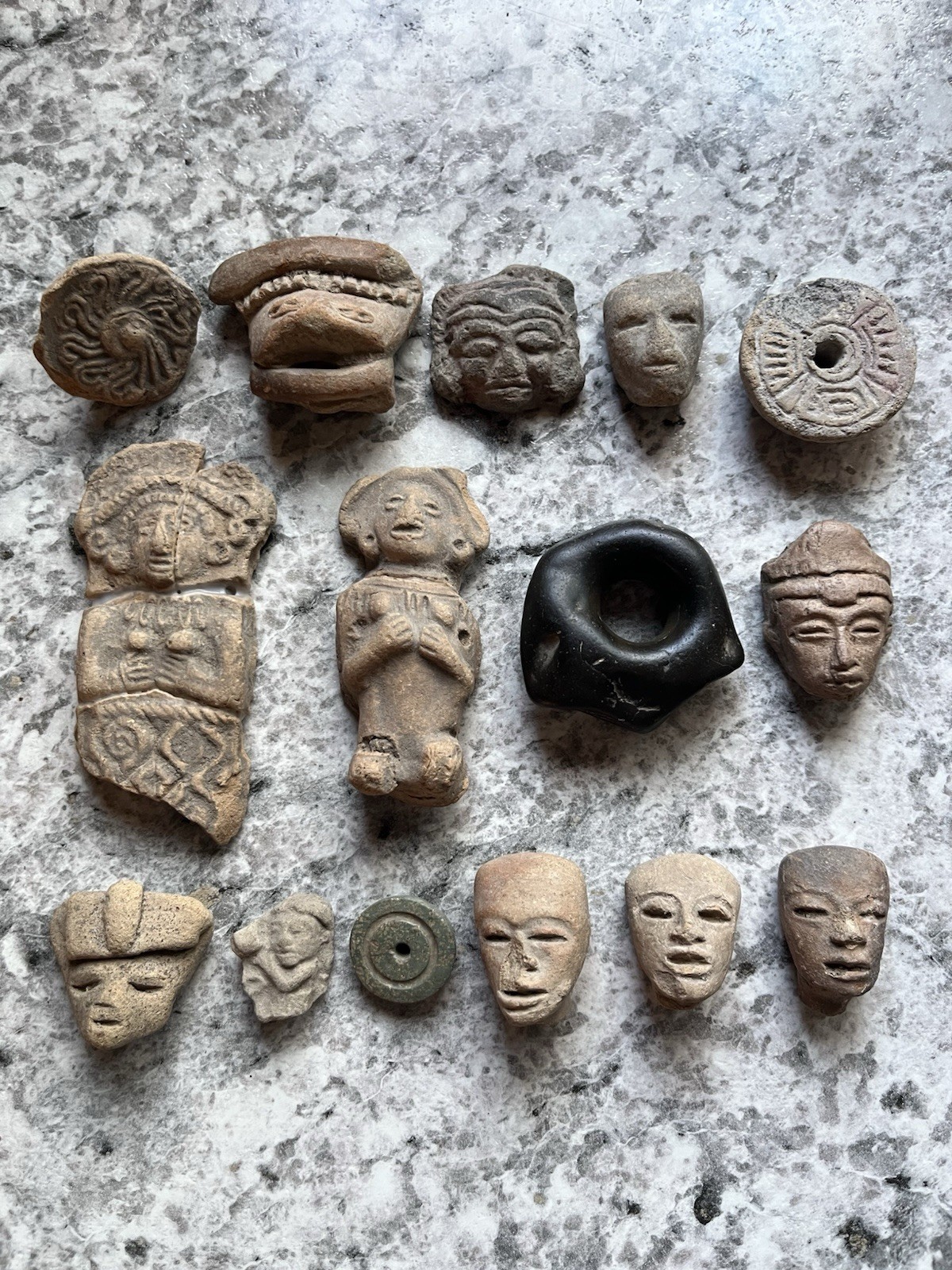 15 Teotihuacan Ancient Artifacts PreColumbian Pendant Figures Heads Beads Mayan