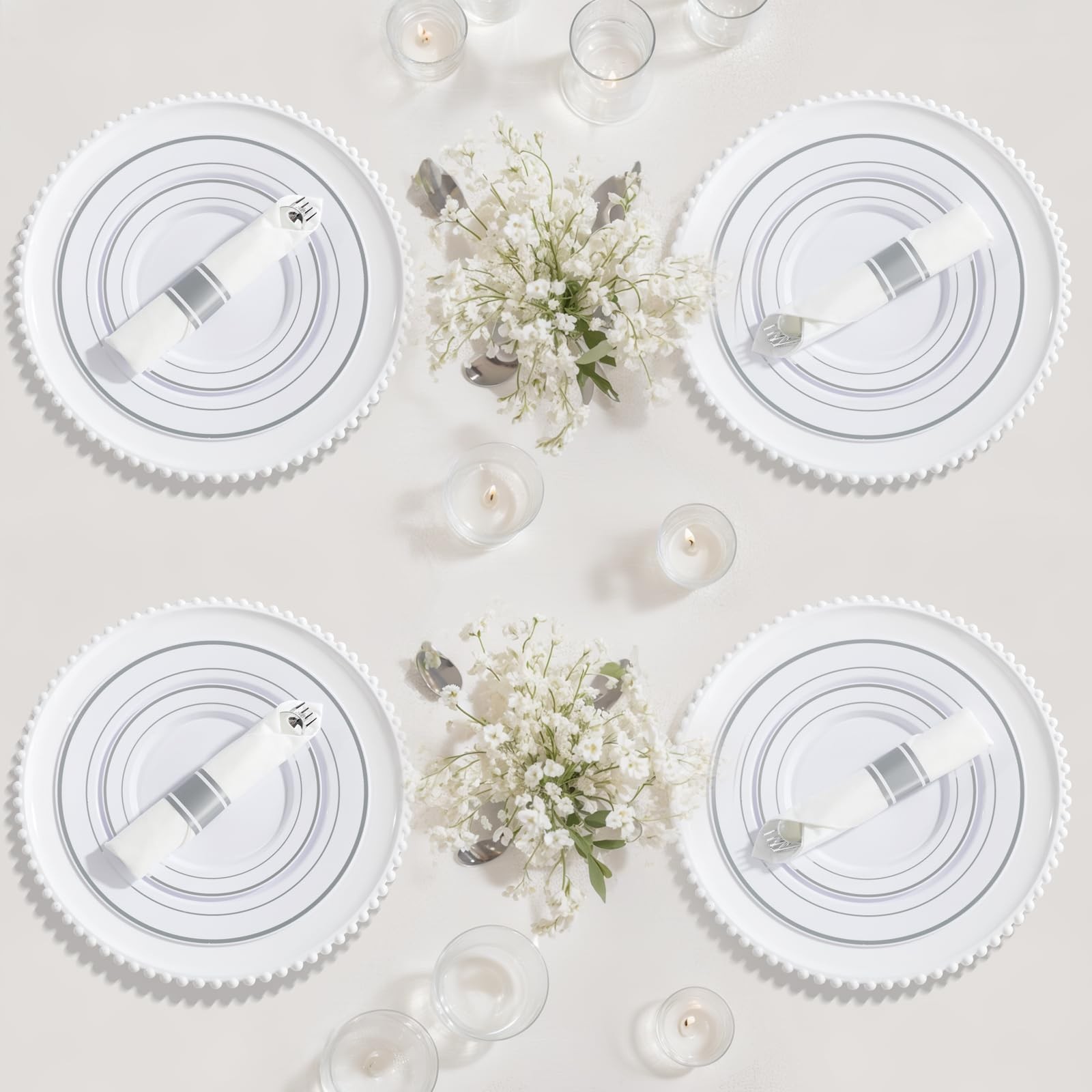 EI 120Pack Sliver Wrapped Plastic Silverware Set Disposable,480pcs Sliver Plasti