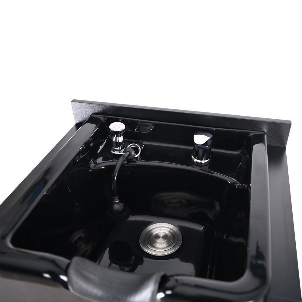 Backwash Sink Station with Plastic Shampoo Bowl for Salon Shampoo Beauty Black