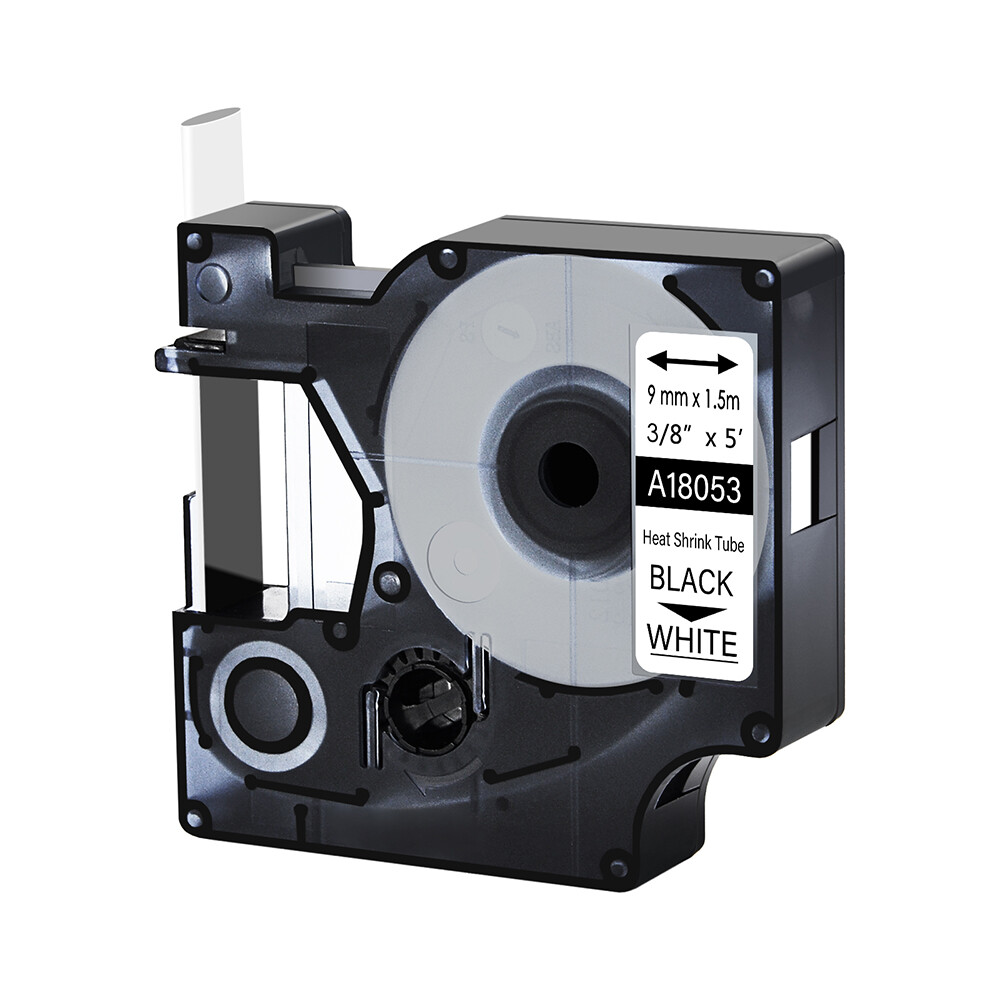 20PK 3/8" IND Heat-Shrink Tube Black on White 18053 Compatible DYMO Rhino 3000