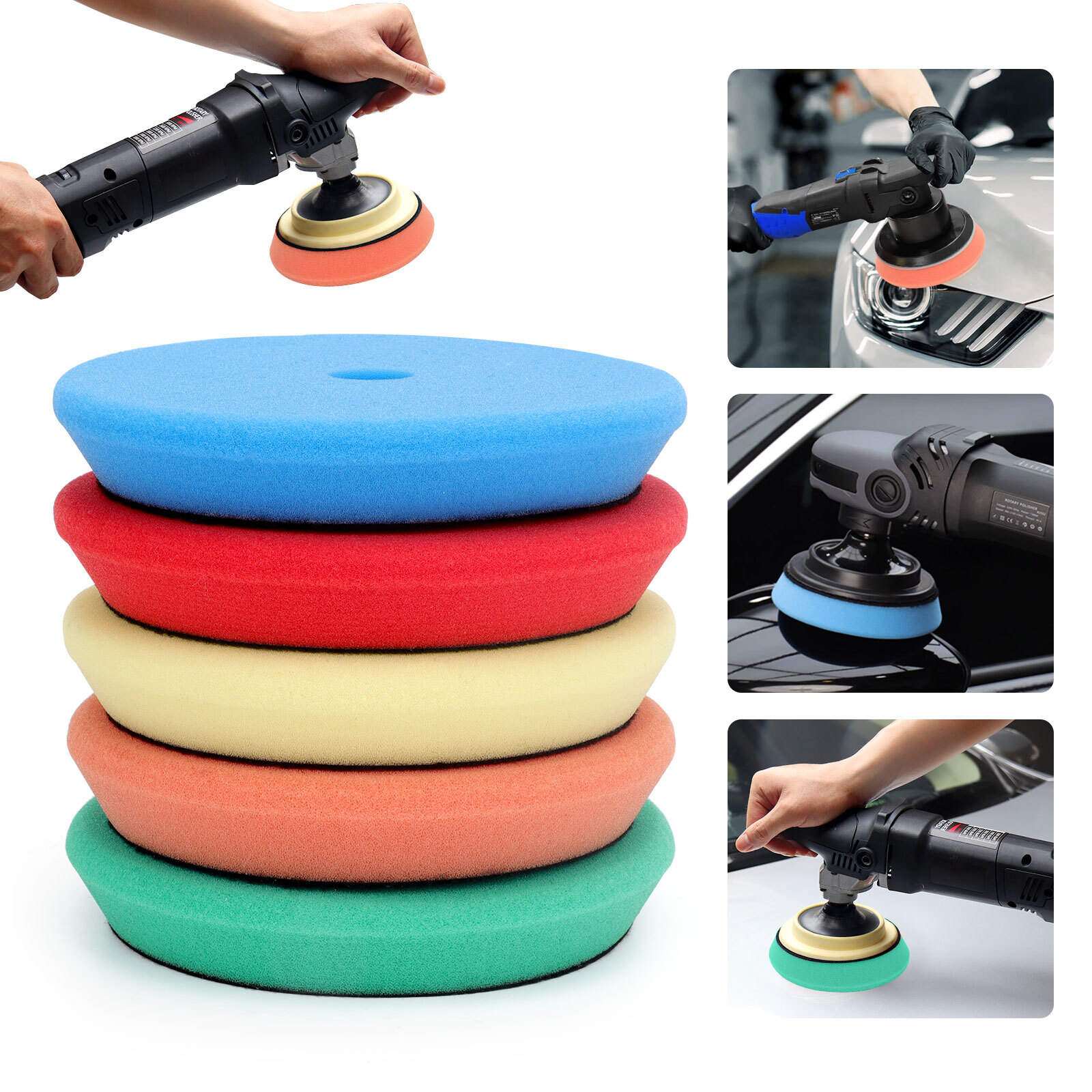 5x Polishing Pads 6" Sponge Buffer Polisher Pads for Car Compounding, Waxing