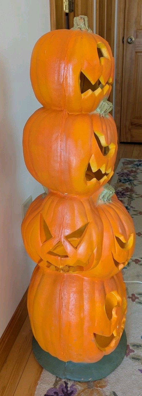 Vintage 1993 Trendmasters Stacked Jack o Lantern 36" Tower Lamp Halloween Decor