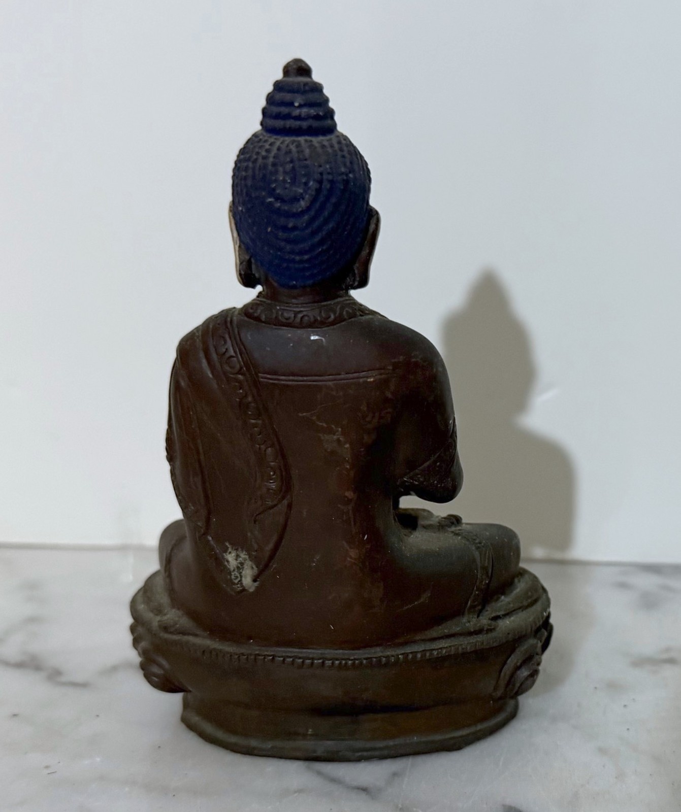 BEAUTIFUL VINTAGE NEPAL BRONZE STATUE OF SHAKYAMUNI BUDDHA WITH GOLD FACE