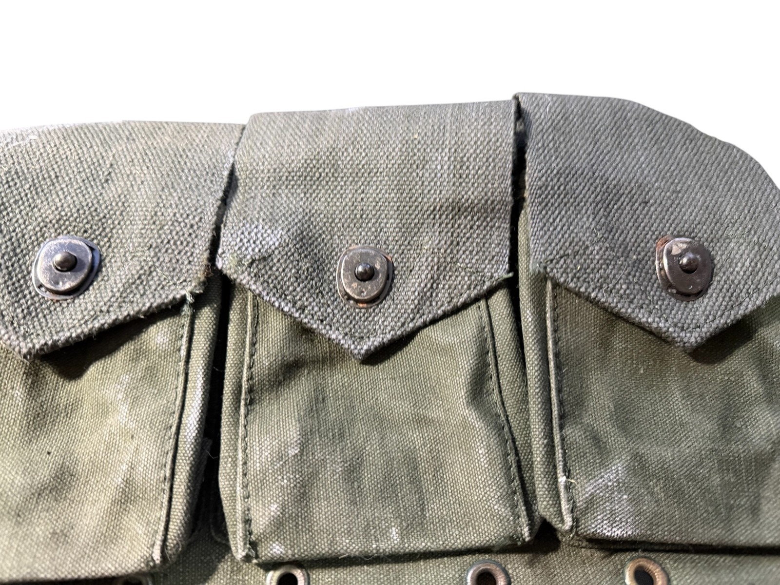Vintage US Military OD Green Canvas Triple Pouch ALICE Field Gear Surplus