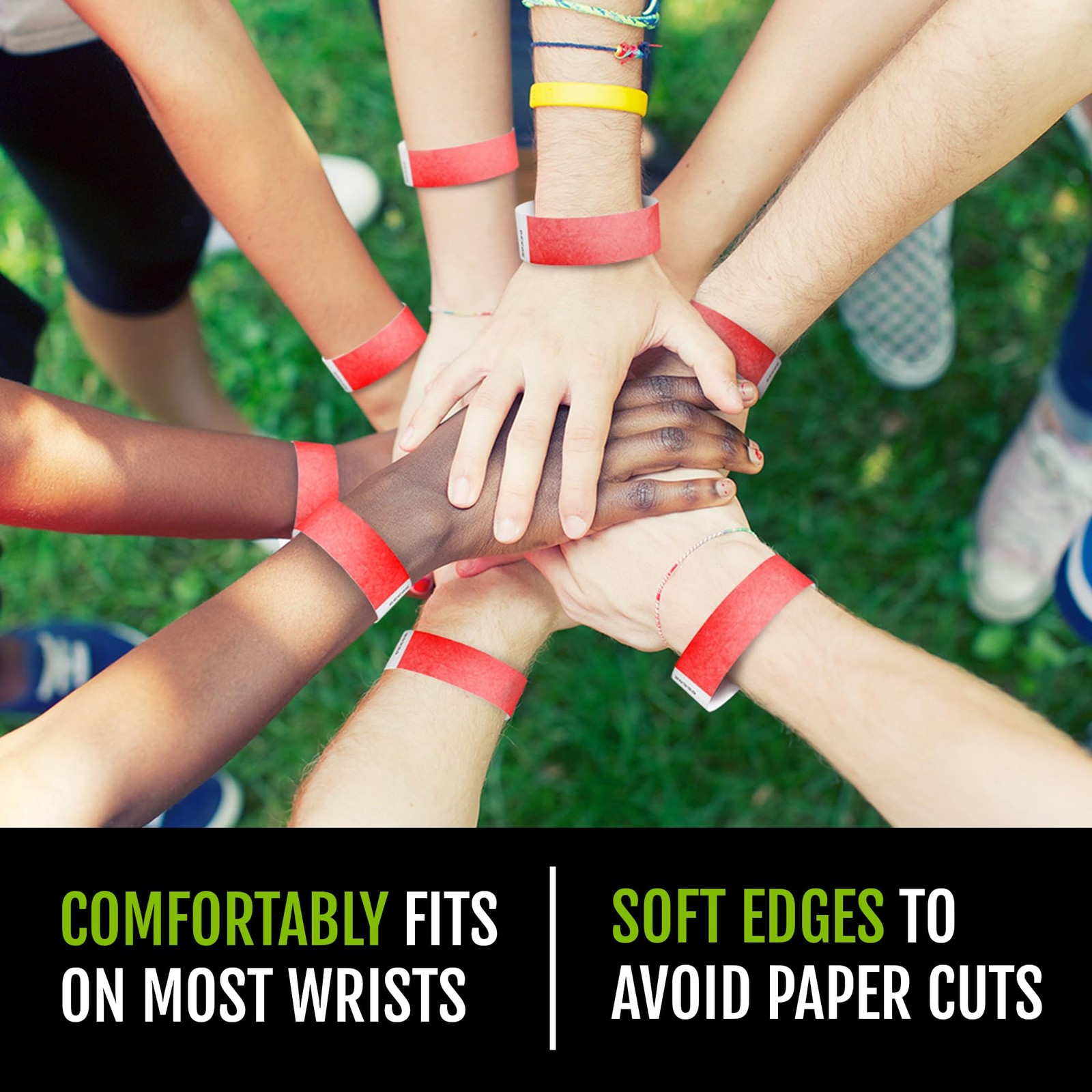 600 WristCo Neon Red Tyvek Wristbands for Events - Tamper-Proof 600,