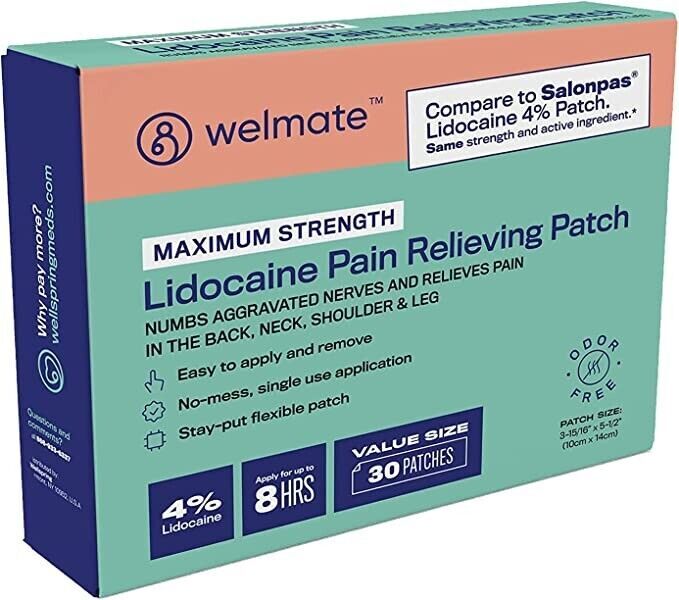 Lidocaine 4% Patch | Maximum Strength Pain Relief 30 Count |