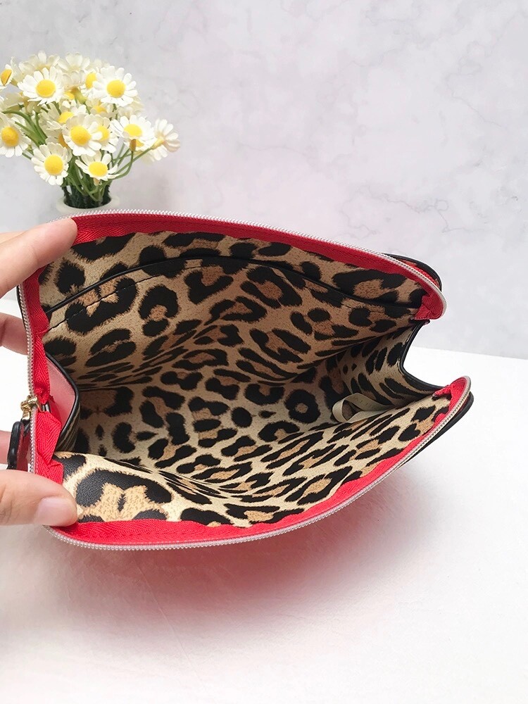 New! Estee Lauder Faux Leather Makeup Bag with Zipper ~ Red