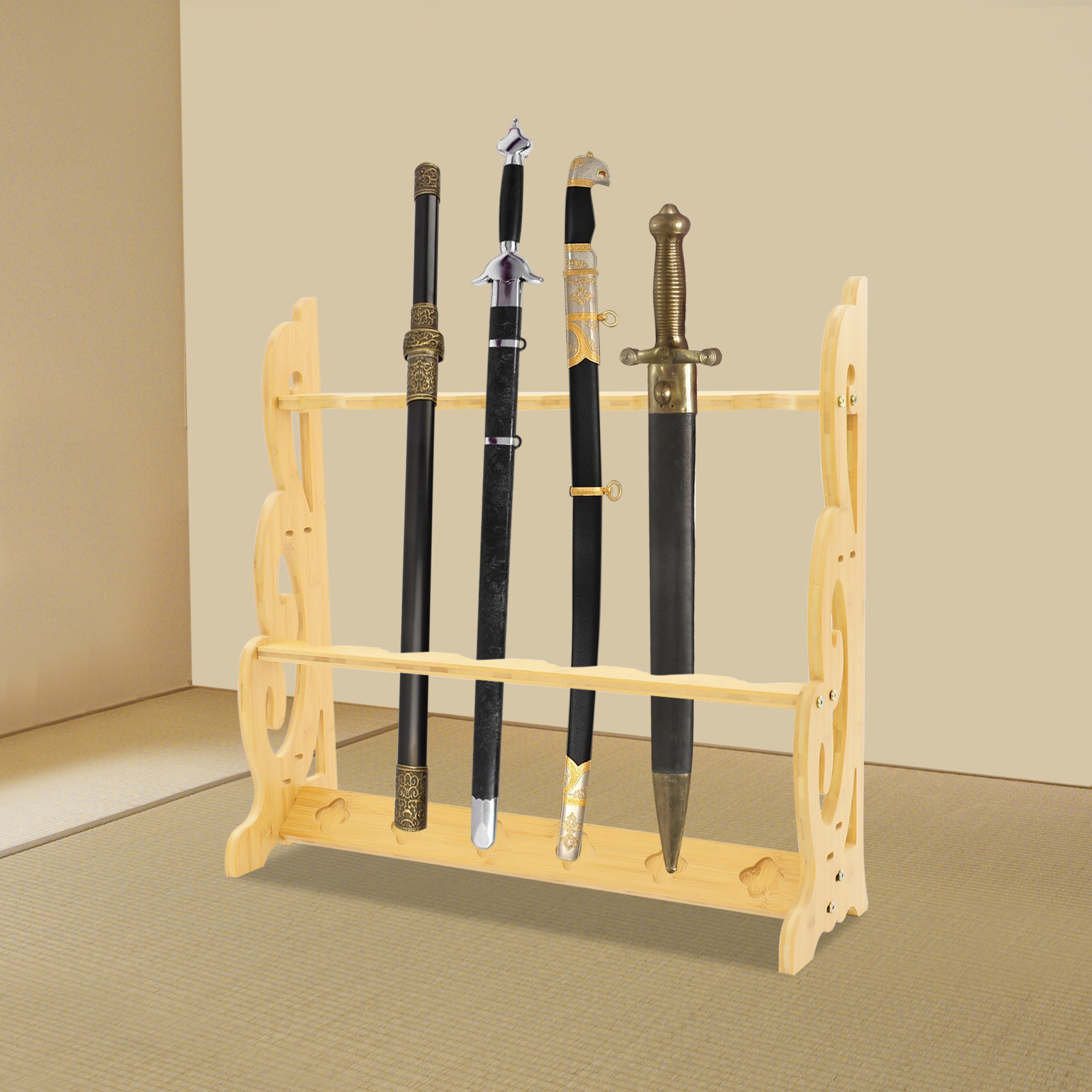 Sword Display Stand, Adjustable Large Sword Holder, 6 Hole Vertical Sword Rack