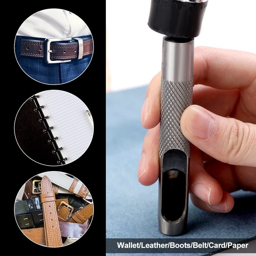 1-11mm Leather Hole Punch Round Steel Hole Punch Set Leather Punch Tool for Belt