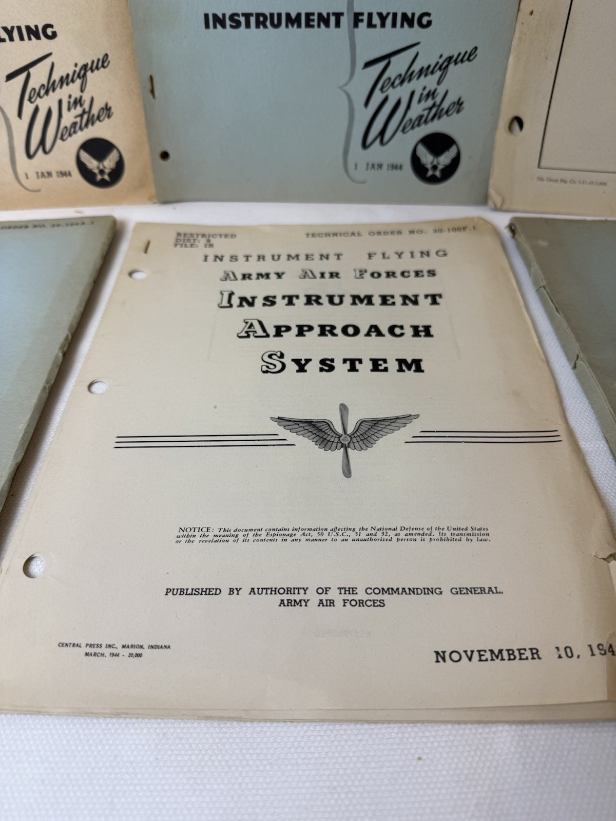 Vintage Set Of WW2 USAAF Flight Training Manuals (6) and More, 1943-1944