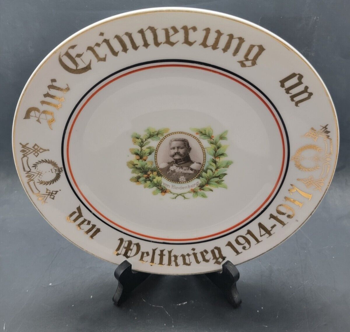 Antique WW1 Marshall Von Hindenburg Prussia Germany plate plaque Portrait RARE!