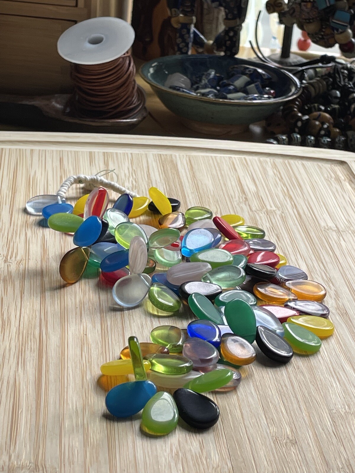 African Trade Beads Mali Wedding Necklace Czech Paddle Glass