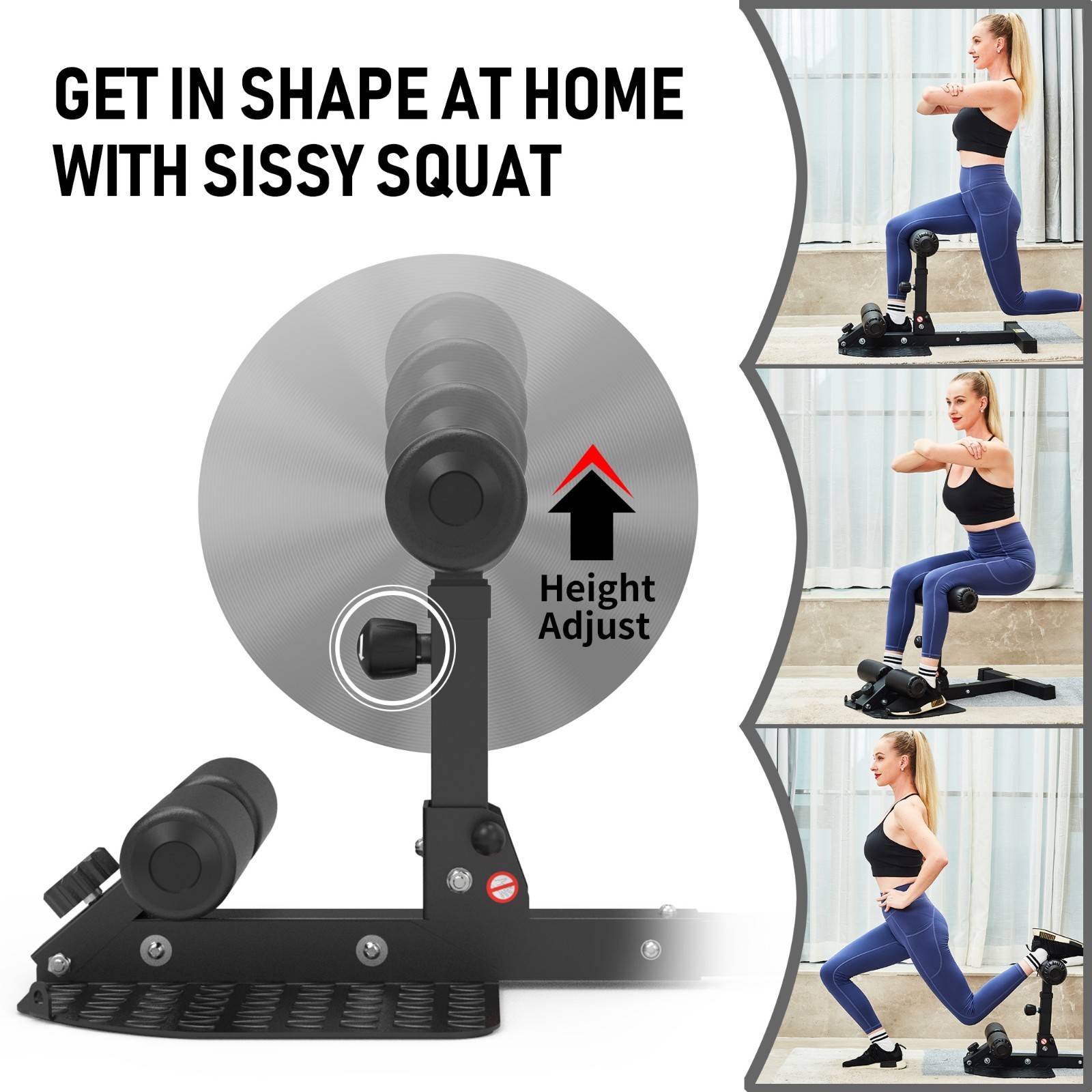 leikefitness Deep Sissy Squat Bench Core Workout Multifunctional Leg Exercise