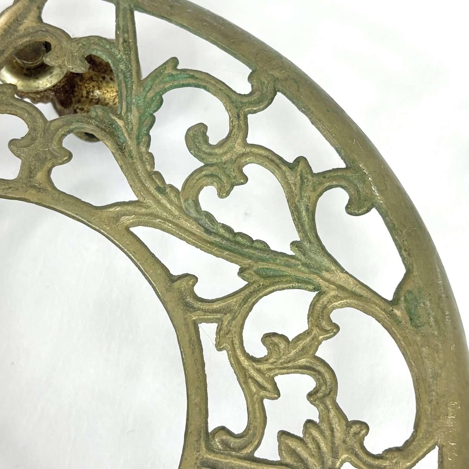 Vintage Ornate Round Brass Rolling Plant Stand on Wheels 10.75"