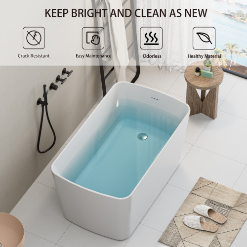 49''Acrylic Freestanding Japanese Soaking Bathtub Sit-In Design w/Overflow Drain