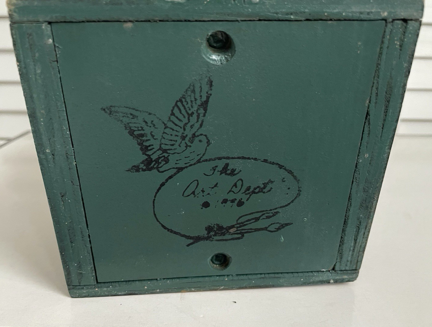 Vtg Hand Painted Birdhouse Copper Roof Polly's Perch similar 'The Art Dept' 1996