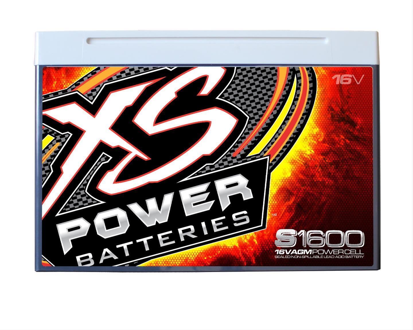 XS Power S1600 16V Lightweight AGM Battery with 3/8" Stud Terminal, Max 2000Amps