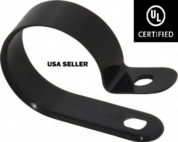 100 PCS PACK 5/16" Inch R-Type CABLE CLAMPS NYLON BLACK HOSE WIRE ELECTRICAL UV
