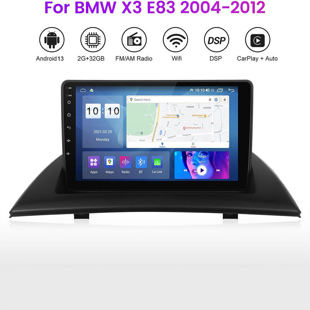 9in 2+32GB Android 15 Car Stereo Radio GPS Carplay For BMW X3 E83 2004-2012