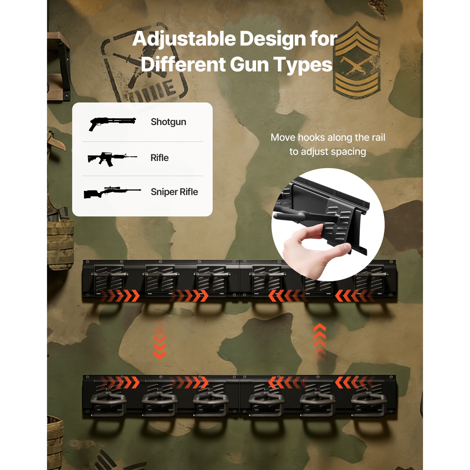 Uimoso Indoor Steel Gun Rack Wall Mount for Rifles and Shotguns, 8 Slots