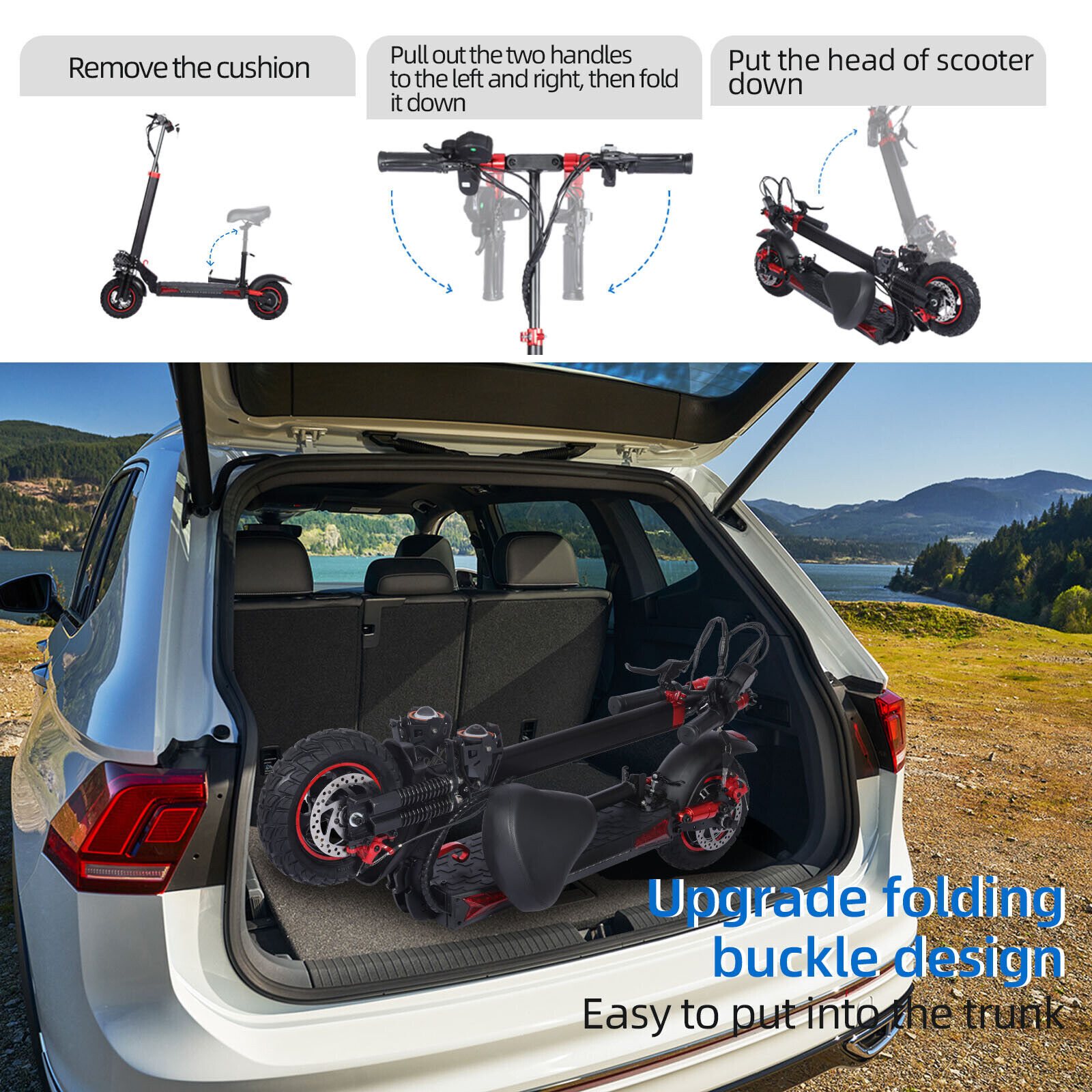 48v 1200W Electric Scooter For Adult 11"Off Road Fat Tires Fast Speed USA MAX x6