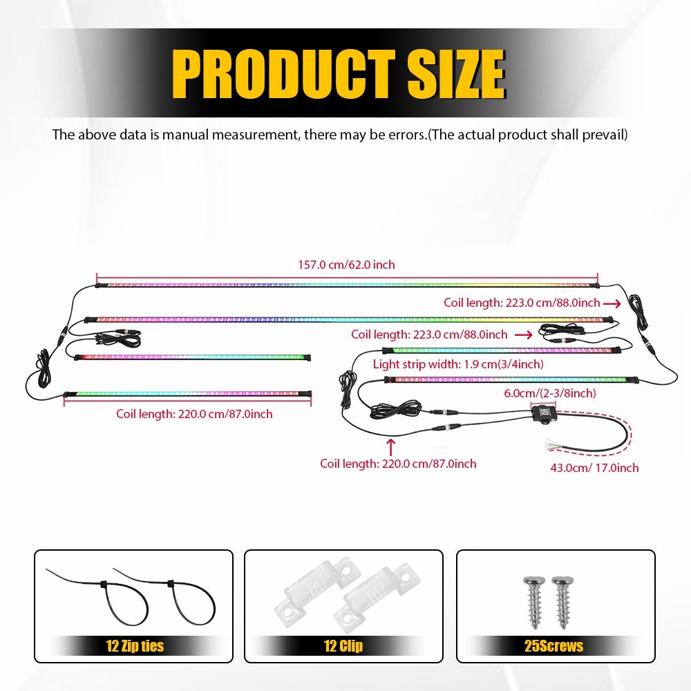 6Pcs Million Color Car Truck Underglow Under Body Accent Glow Neon LED Light Kit