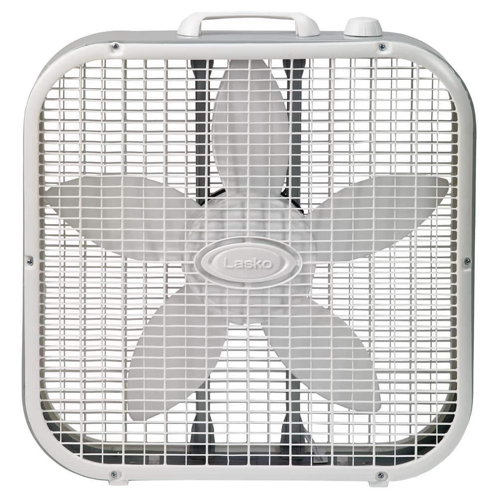 Lasko 20" Classic Box Fan with Weather-Resistant Motor, 3 Speeds - White