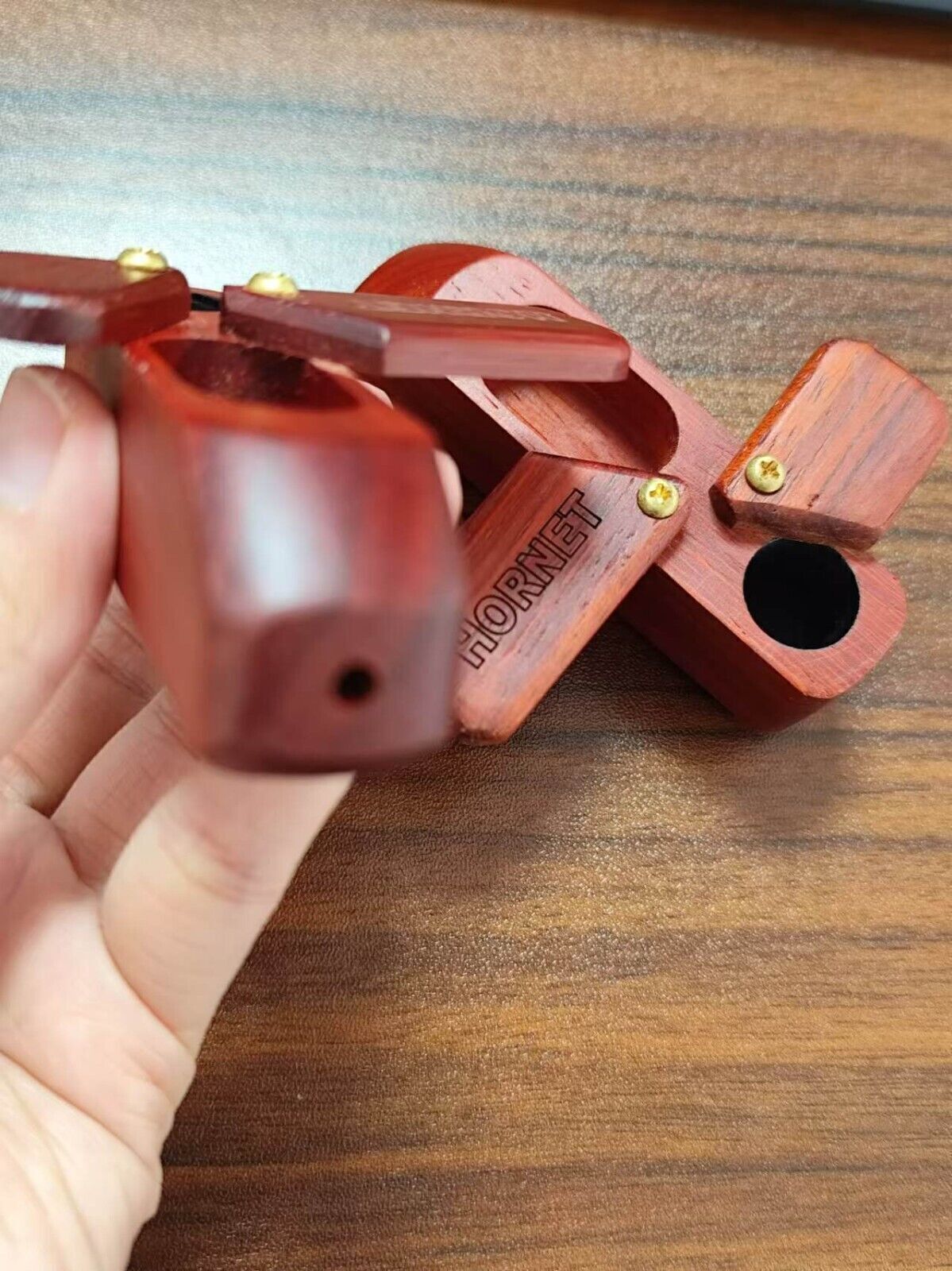 4-Pack Convenient Classic Handmade Wooden Rotary Pipe with Storage Durable