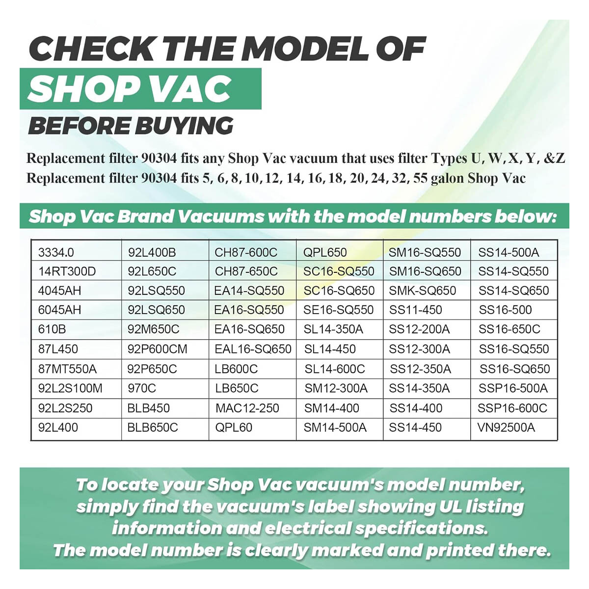 Replacement Filter for Shop Vac 90304 90333 90350 Most Wet Dry Vacuum Cleaners