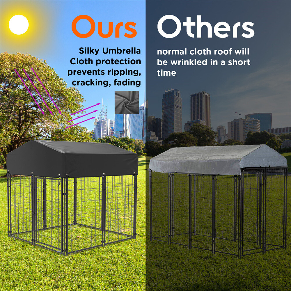 Strong Dog Playpen Huge Cage Pet Exercise Metal Fence Kennel Roof Outdoor Indoor